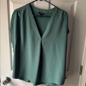Banana Republic Green Cap Sleeve V-Neck Blouse